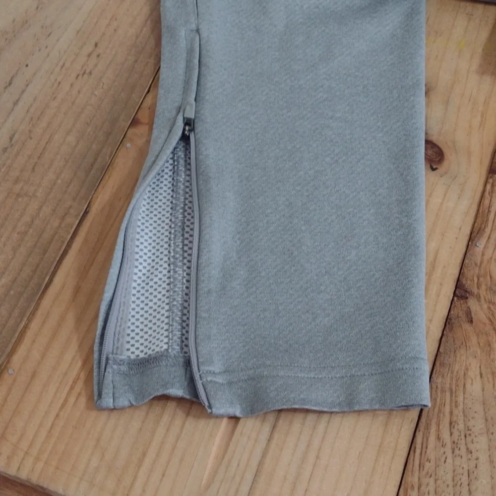 Nike Drawstring Waist Gray Dri Fit High Waist Track Pants Ankle Zippers Size S - Picture 10 of 11